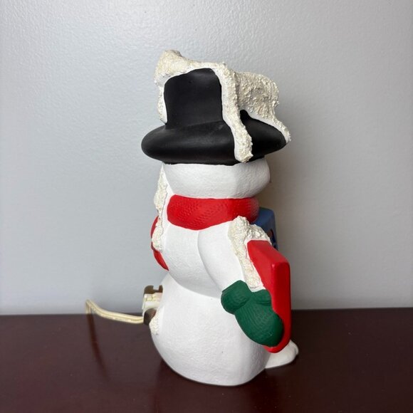Vintage Ceramic Snowman Lights Up 8” Winter Christmas Decor Lamp Electric - Picture 5 of 11